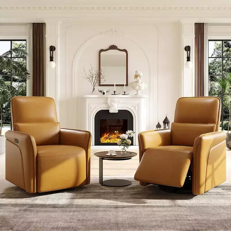 Fauteuil inclinable pivotant à 360° Acekool, en similicuir PU, avec fonction bascule et support lombaire réglable, pour salon et chambre à coucher, marron
