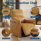 Fauteuil inclinable pivotant à 360° Acekool, en similicuir PU, avec fonction bascule et support lombaire réglable, pour salon et chambre à coucher, marron