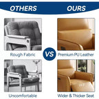 Fauteuil inclinable pivotant à 360° Acekool, en similicuir PU, avec fonction bascule et support lombaire réglable, pour salon et chambre à coucher, marron