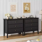 Commode à 3 tiroirs cannelés noirs Acekool, commode moderne à texture verticale, poignées métalliques, pour chambre à coucher, salon, entrée