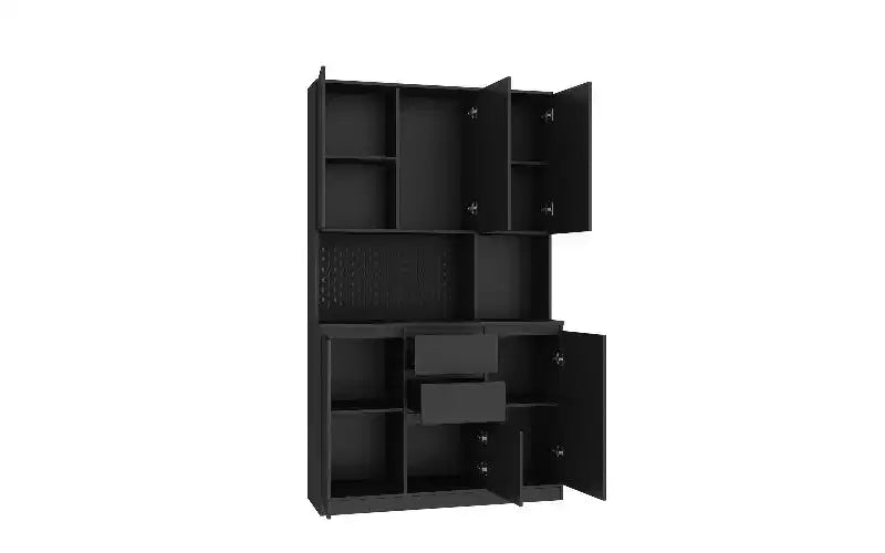 TUYOHW Buffet autoportant avec vaisselier, armoire de garde-manger à 6 portes, armoire polyvalente et meuble de rangement de cuisine avec station de charge