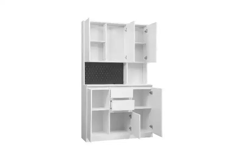 TUYOHW Buffet autoportant avec vaisselier, armoire de garde-manger à 6 portes, armoire polyvalente et meuble de rangement de cuisine avec station de charge