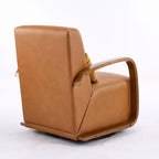 Fauteuil d'appoint pivotant à 360° avec accoudoirs incurvés en bois massif, chaise d'appoint rembourrée moderne du milieu du siècle pour salon ou coin lecture-Panipeachy