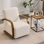Fauteuil d'appoint pivotant à 360° avec accoudoirs incurvés en bois massif, chaise d'appoint rembourrée moderne du milieu du siècle pour salon ou coin lecture-Panipeachy