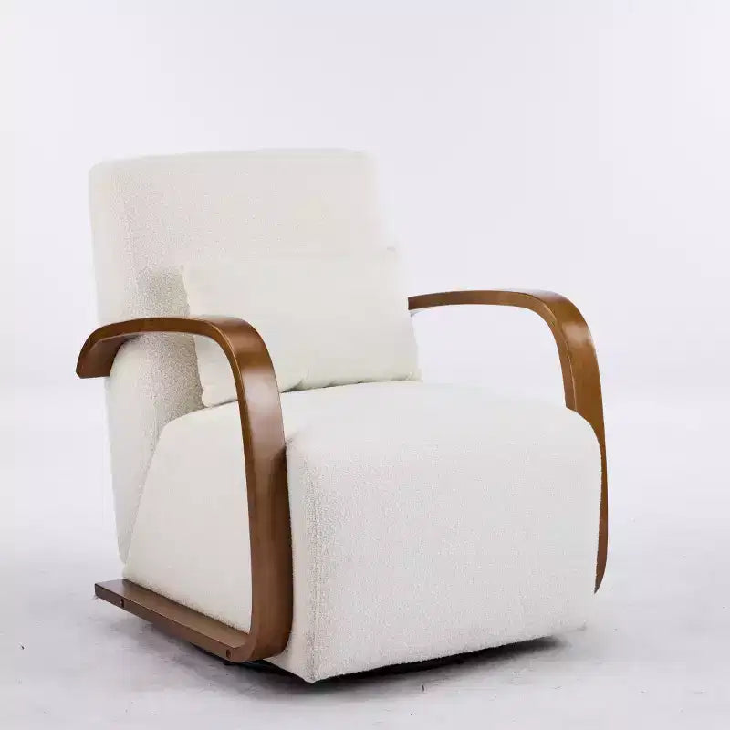 Fauteuil d'appoint pivotant à 360° avec accoudoirs incurvés en bois massif, chaise d'appoint rembourrée moderne du milieu du siècle pour salon ou coin lecture-Panipeachy