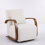 Fauteuil d'appoint pivotant à 360° avec accoudoirs incurvés en bois massif, chaise d'appoint rembourrée moderne du milieu du siècle pour salon ou coin lecture-Panipeachy