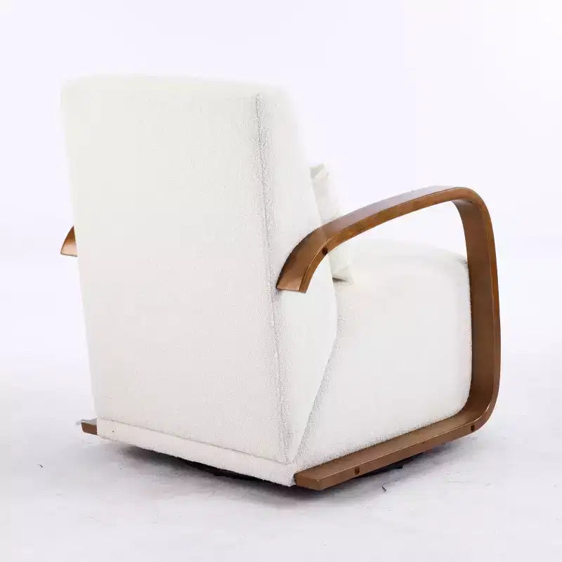 Fauteuil d'appoint pivotant à 360° avec accoudoirs incurvés en bois massif, chaise d'appoint rembourrée moderne du milieu du siècle pour salon ou coin lecture-Panipeachy
