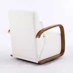 Fauteuil d'appoint pivotant à 360° avec accoudoirs incurvés en bois massif, chaise d'appoint rembourrée moderne du milieu du siècle pour salon ou coin lecture-Panipeachy