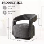 Fauteuil d'appoint pivotant moderne avec dossier incurvé et revêtement en chenille, fauteuil baril pivotant à 360° pour salon ou appartement - Panipeachy