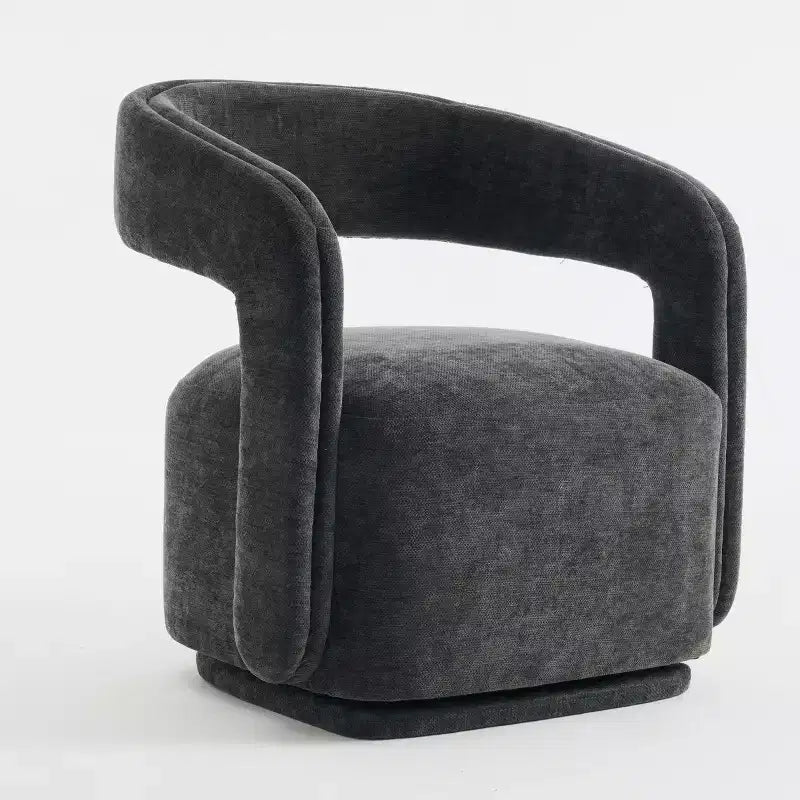 Fauteuil d'appoint pivotant moderne avec dossier incurvé et revêtement en chenille, fauteuil baril pivotant à 360° pour salon ou appartement - Panipeachy