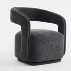 Fauteuil d'appoint pivotant moderne avec dossier incurvé et revêtement en chenille, fauteuil baril pivotant à 360° pour salon ou appartement - Panipeachy