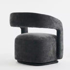 Fauteuil d'appoint pivotant moderne avec dossier incurvé et revêtement en chenille, fauteuil baril pivotant à 360° pour salon ou appartement - Panipeachy