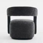 Fauteuil d'appoint pivotant moderne avec dossier incurvé et revêtement en chenille, fauteuil baril pivotant à 360° pour salon ou appartement - Panipeachy