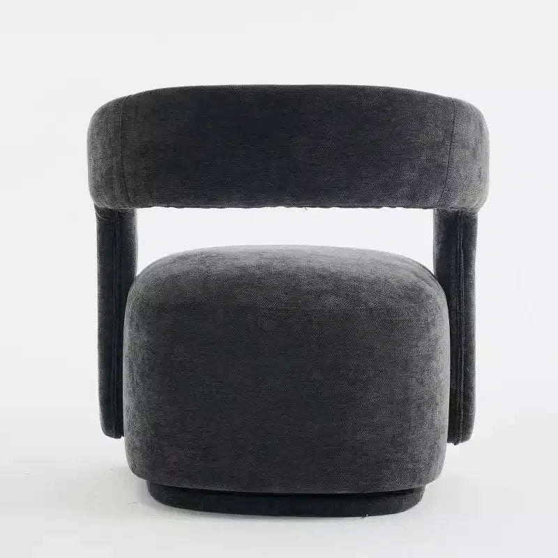 Fauteuil d'appoint pivotant moderne avec dossier incurvé et revêtement en chenille, fauteuil baril pivotant à 360° pour salon ou appartement - Panipeachy
