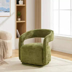 Fauteuil d'appoint pivotant moderne avec dossier incurvé et revêtement en chenille, fauteuil baril pivotant à 360° pour salon ou appartement - Panipeachy