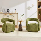 Fauteuil d'appoint pivotant moderne avec dossier incurvé et revêtement en chenille, fauteuil baril pivotant à 360° pour salon ou appartement - Panipeachy