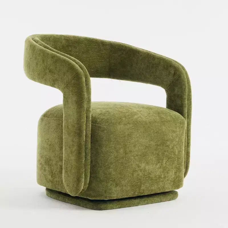 Fauteuil d'appoint pivotant moderne avec dossier incurvé et revêtement en chenille, fauteuil baril pivotant à 360° pour salon ou appartement - Panipeachy