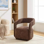Fauteuil d'appoint pivotant moderne avec dossier incurvé et revêtement en chenille, fauteuil baril pivotant à 360° pour salon ou appartement - Panipeachy