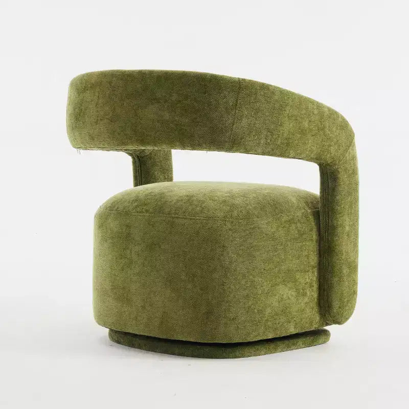 Fauteuil d'appoint pivotant moderne avec dossier incurvé et revêtement en chenille, fauteuil baril pivotant à 360° pour salon ou appartement - Panipeachy