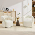 Fauteuil d'appoint pivotant moderne avec dossier incurvé et revêtement en chenille, fauteuil baril pivotant à 360° pour salon ou appartement - Panipeachy