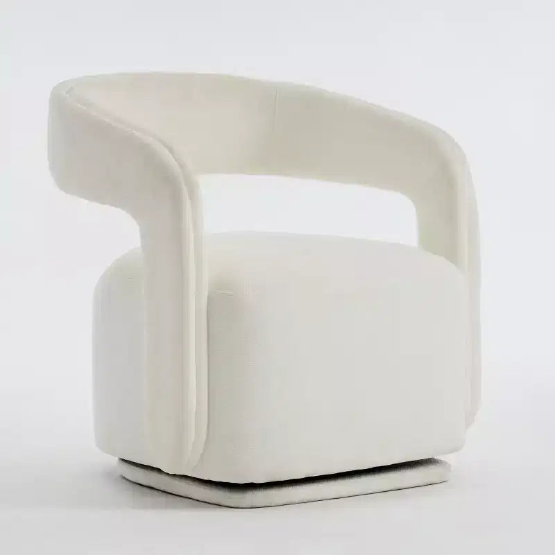 Fauteuil d'appoint pivotant moderne avec dossier incurvé et revêtement en chenille, fauteuil baril pivotant à 360° pour salon ou appartement - Panipeachy