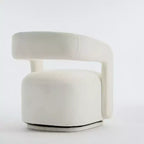 Fauteuil d'appoint pivotant moderne avec dossier incurvé et revêtement en chenille, fauteuil baril pivotant à 360° pour salon ou appartement - Panipeachy