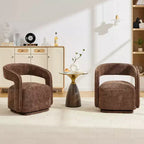 Fauteuil d'appoint pivotant moderne avec dossier incurvé et revêtement en chenille, fauteuil baril pivotant à 360° pour salon ou appartement - Panipeachy