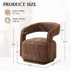 Fauteuil d'appoint pivotant moderne avec dossier incurvé et revêtement en chenille, fauteuil baril pivotant à 360° pour salon ou appartement - Panipeachy