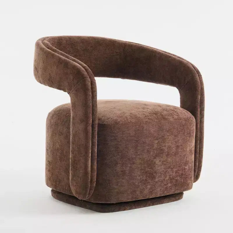 Fauteuil d'appoint pivotant moderne avec dossier incurvé et revêtement en chenille, fauteuil baril pivotant à 360° pour salon ou appartement - Panipeachy