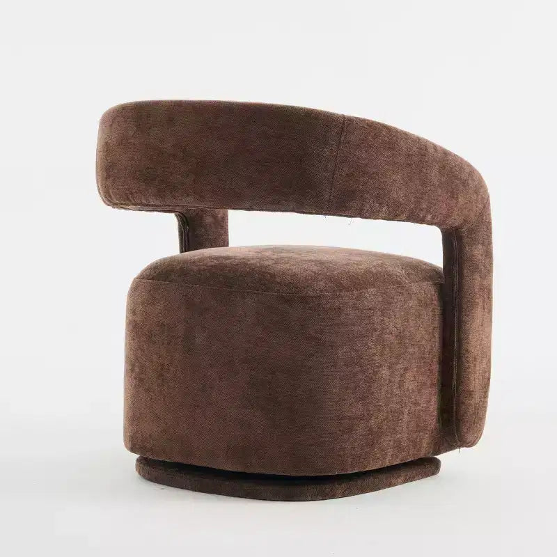 Fauteuil d'appoint pivotant moderne avec dossier incurvé et revêtement en chenille, fauteuil baril pivotant à 360° pour salon ou appartement - Panipeachy
