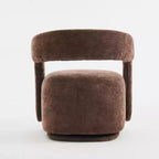 Fauteuil d'appoint pivotant moderne avec dossier incurvé et revêtement en chenille, fauteuil baril pivotant à 360° pour salon ou appartement - Panipeachy