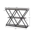 Table d'entrée à 3 niveaux COZONY, console de canapé industrielle avec rangement, cadre métallique en forme de X, étagères ouvertes pour entrée, couloir, salon
