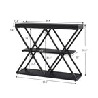 Table d'entrée à 3 niveaux COZONY, console de canapé industrielle avec rangement, cadre métallique en forme de X, étagères ouvertes pour entrée, couloir, salon