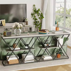 Table d'entrée à 3 niveaux COZONY, console de canapé industrielle avec rangement, cadre métallique en forme de X, étagères ouvertes pour entrée, couloir, salon