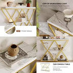 Table d'entrée à 3 niveaux COZONY, console de canapé industrielle avec rangement, cadre métallique en forme de X, étagères ouvertes pour entrée, couloir, salon