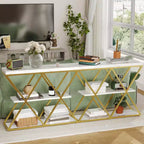 Table d'entrée à 3 niveaux COZONY, console de canapé industrielle avec rangement, cadre métallique en forme de X, étagères ouvertes pour entrée, couloir, salon