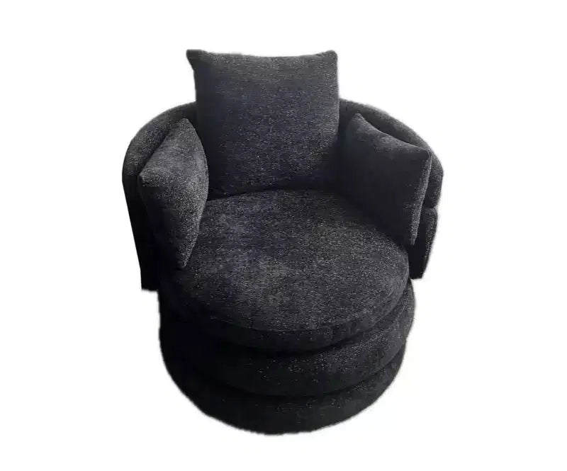 Fauteuil d'appoint pivotant PINMOCO de 78 cm, fauteuil rond de salon, canapé individuel avec pouf inclinable
