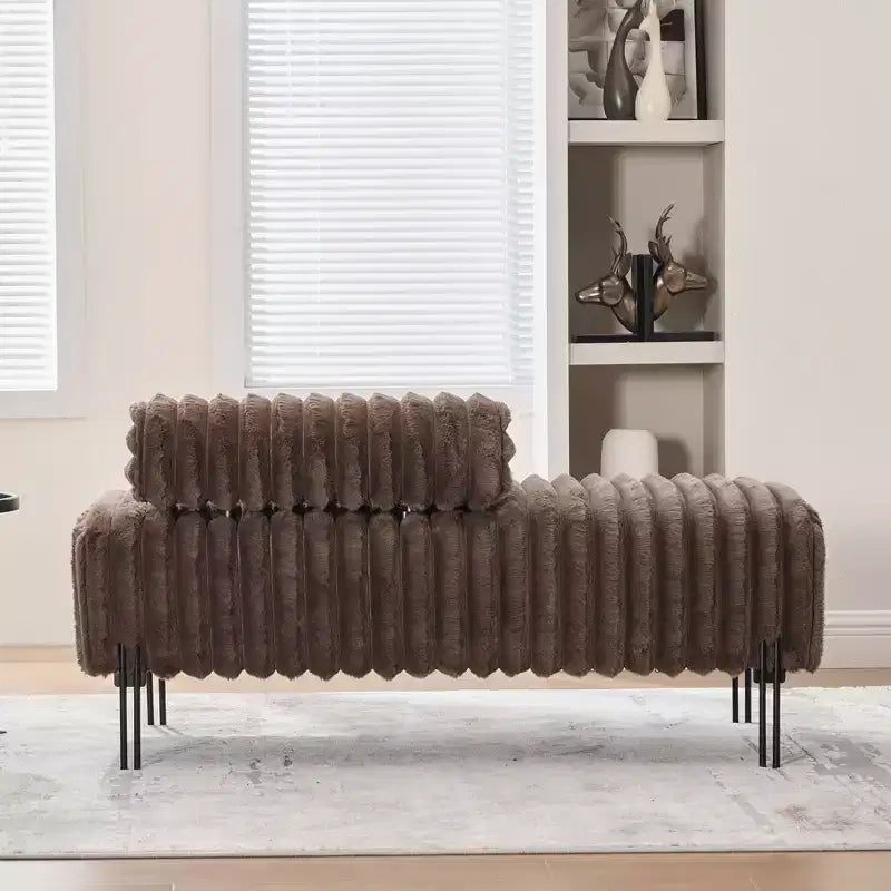 Banc de canapé moderne 2 places TUYOHW avec dossier réglable, banc d'entrée rembourré avec pieds en métal, banc de bout de lit pour salon, chambre à coucher
