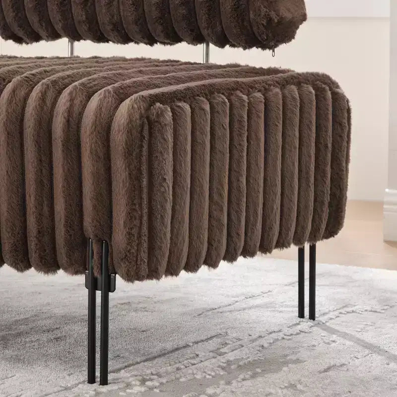 Banc de canapé moderne 2 places TUYOHW avec dossier réglable, banc d'entrée rembourré avec pieds en métal, banc de bout de lit pour salon, chambre à coucher
