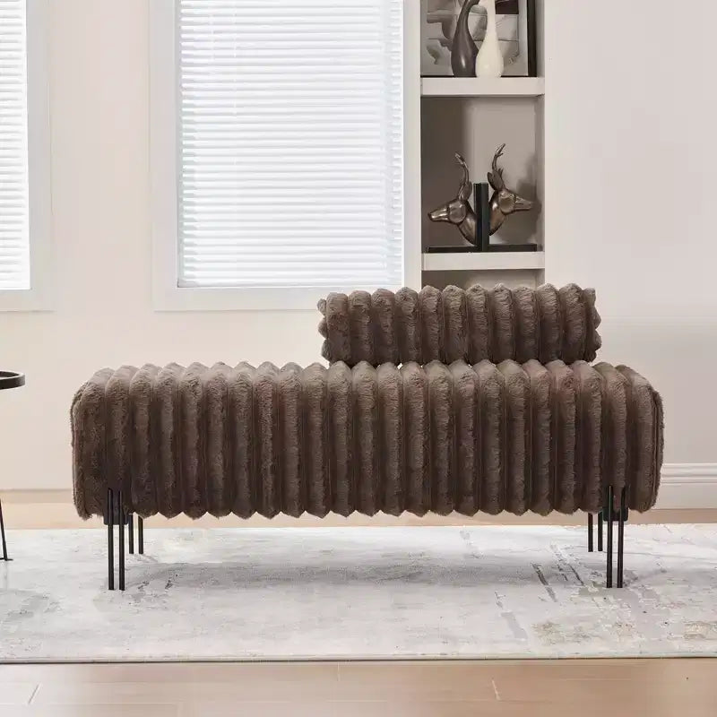 Banc de canapé moderne 2 places TUYOHW avec dossier réglable, banc d'entrée rembourré avec pieds en métal, banc de bout de lit pour salon, chambre à coucher