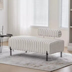 TUYOHW Modern 2-Seater Loveseat Bench with Adjustable Back Upholstered Entryway Bench with Metal Legs End of Bed Bench for Living Room, Bedroom