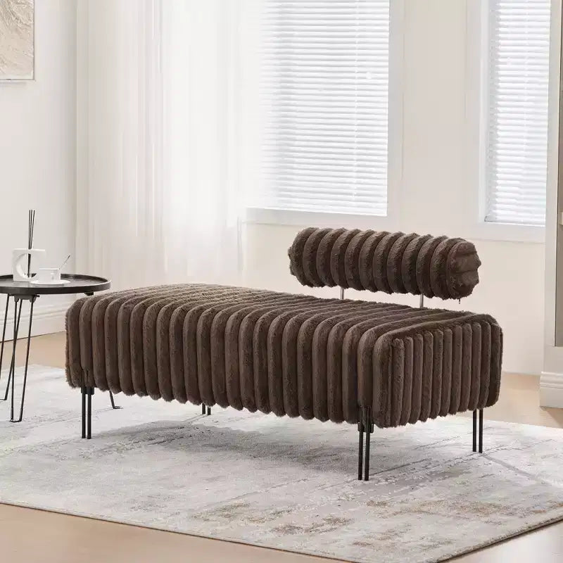 Banc de canapé moderne 2 places TUYOHW avec dossier réglable, banc d'entrée rembourré avec pieds en métal, banc de bout de lit pour salon, chambre à coucher