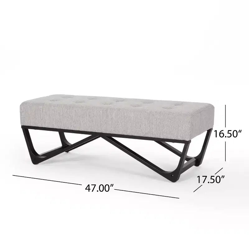 TUYOHW 47 Banc ottoman moderne avec capitonnage, banc d'entrée rembourré avec pieds géométriques, banc à chaussures polyvalent pour salon, chambre à coucher