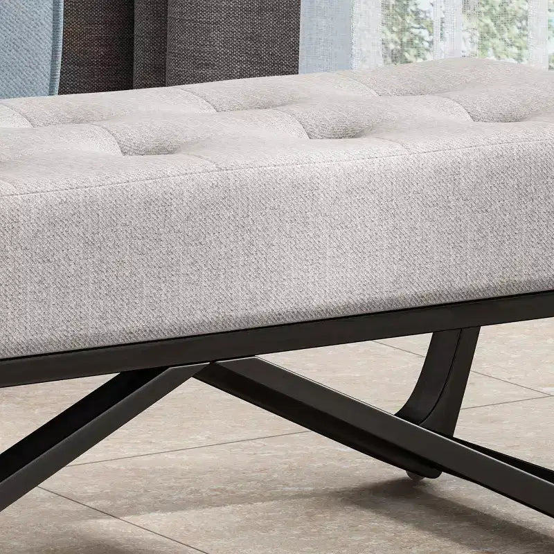 TUYOHW 47 Banc ottoman moderne avec capitonnage, banc d'entrée rembourré avec pieds géométriques, banc à chaussures polyvalent pour salon, chambre à coucher