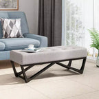 TUYOHW 47 Banc ottoman moderne avec capitonnage, banc d'entrée rembourré avec pieds géométriques, banc à chaussures polyvalent pour salon, chambre à coucher