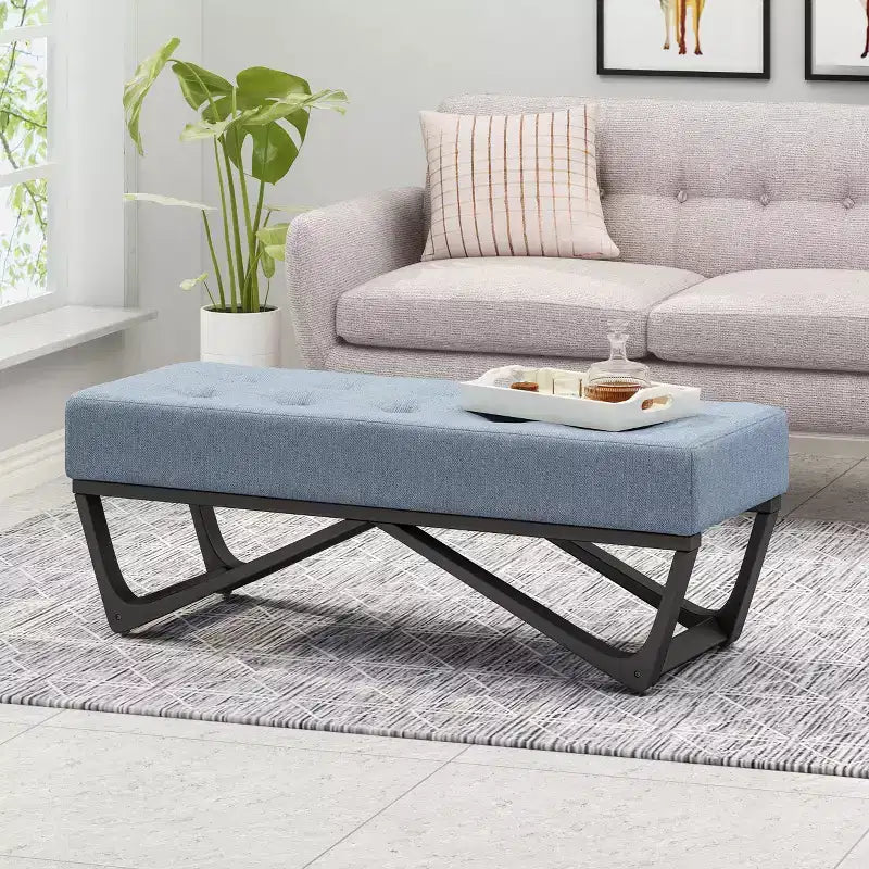 TUYOHW 47 Banc ottoman moderne avec capitonnage, banc d'entrée rembourré avec pieds géométriques, banc à chaussures polyvalent pour salon, chambre à coucher