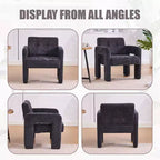 Fauteuil d'appoint moderne TUYOHW, fauteuil simple rembourré en chenille avec accoudoirs rembourrés, chaise longue pour salon, chambre, bureau, capacité de 227 kg