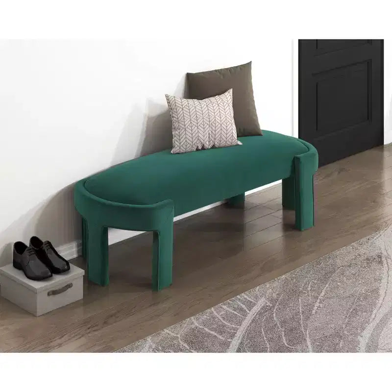 TUYOHW 54 Banc ovale moderne avec tabouret de vanité rembourré en velours avec cadre robuste, banc ottoman durable pour le bout de lit pour le salon, l'entrée