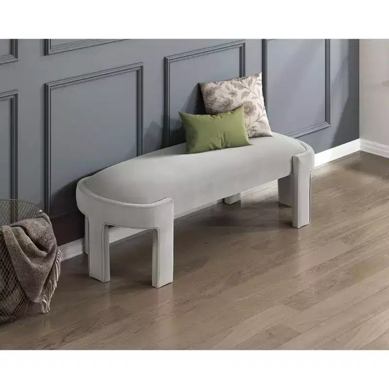 TUYOHW 54 Banc ovale moderne avec tabouret de vanité rembourré en velours avec cadre robuste, banc ottoman durable pour le bout de lit pour le salon, l'entrée