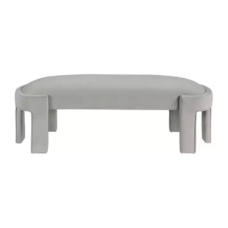 TUYOHW 54 Banc ovale moderne avec tabouret de vanité rembourré en velours avec cadre robuste, banc ottoman durable pour le bout de lit pour le salon, l'entrée